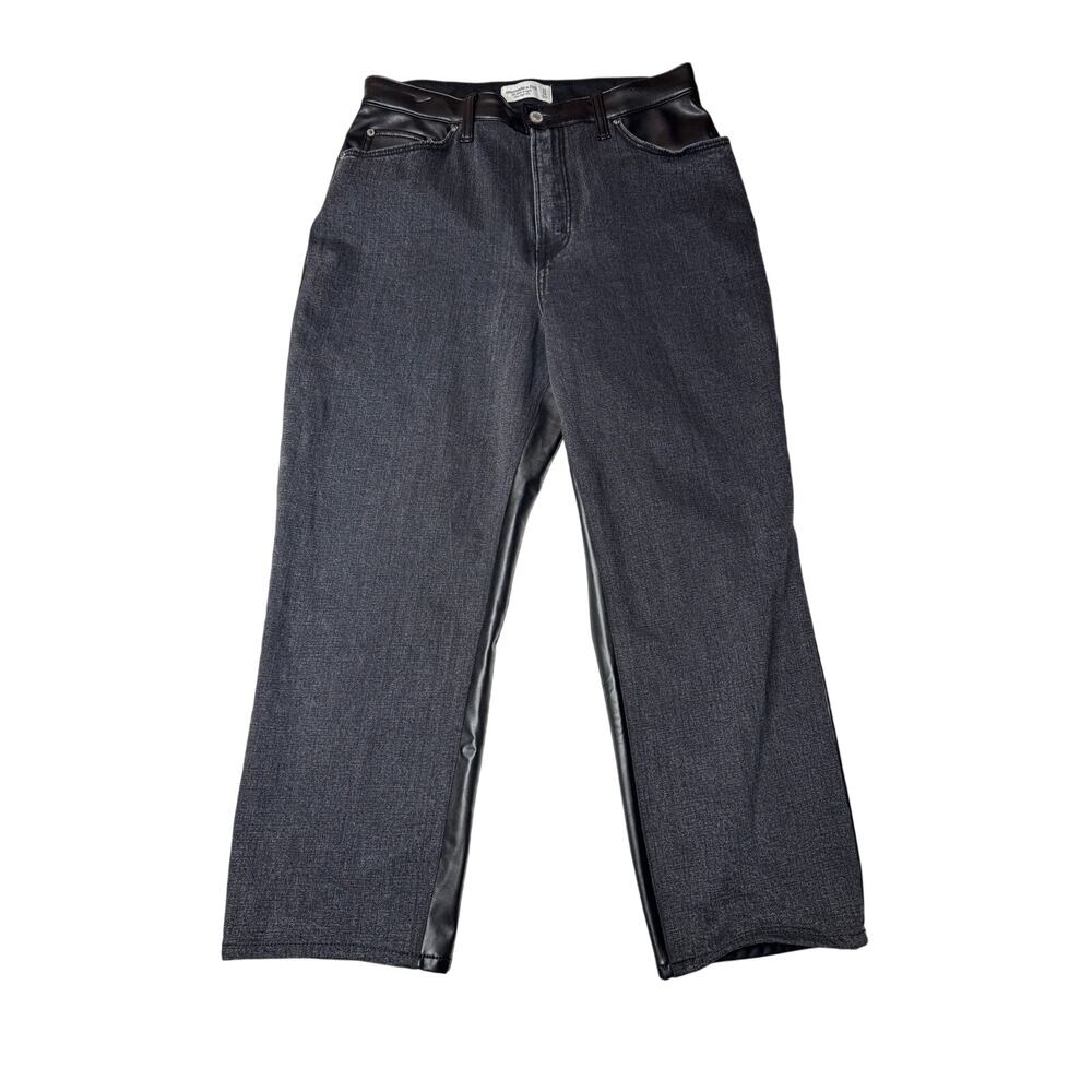 Abercrombie Curve Love Black Faux Leather Ankle Straight Jeans 31 12S